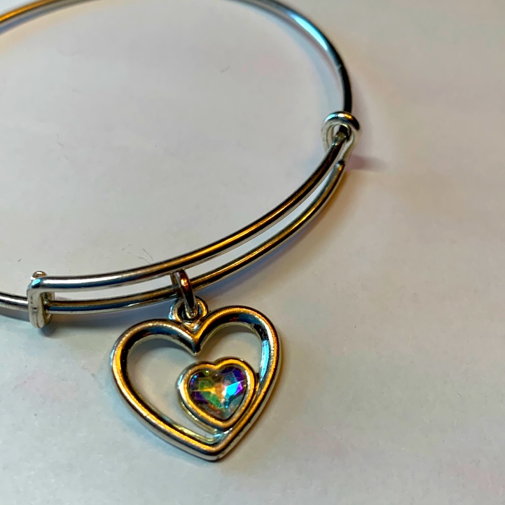 3/$20 Alex and Ani heart with stone silver bracelet